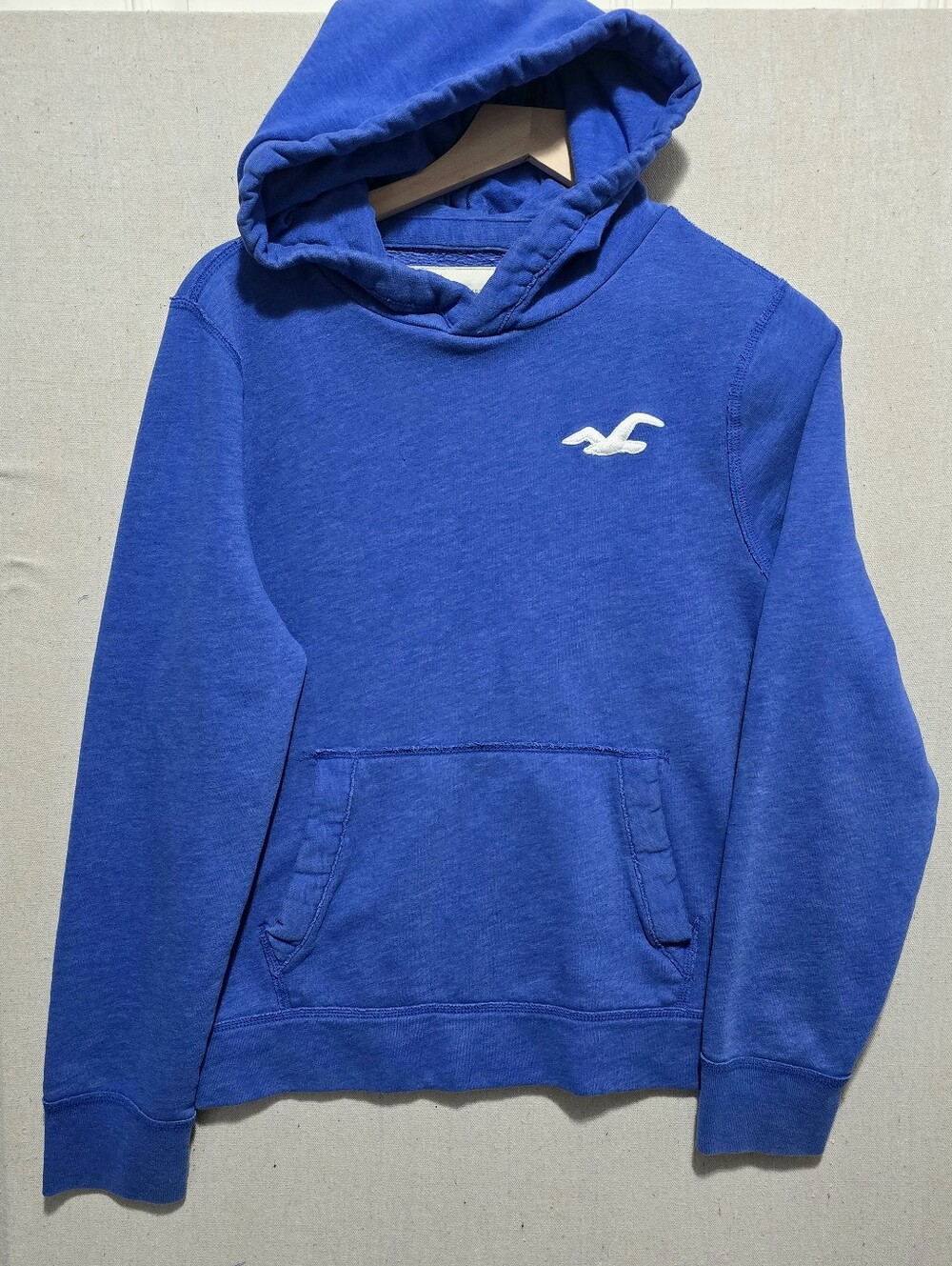 Y2K Hollister California Blue Pullover Hoodie Embroidered Logo Fleece Sweatshirt